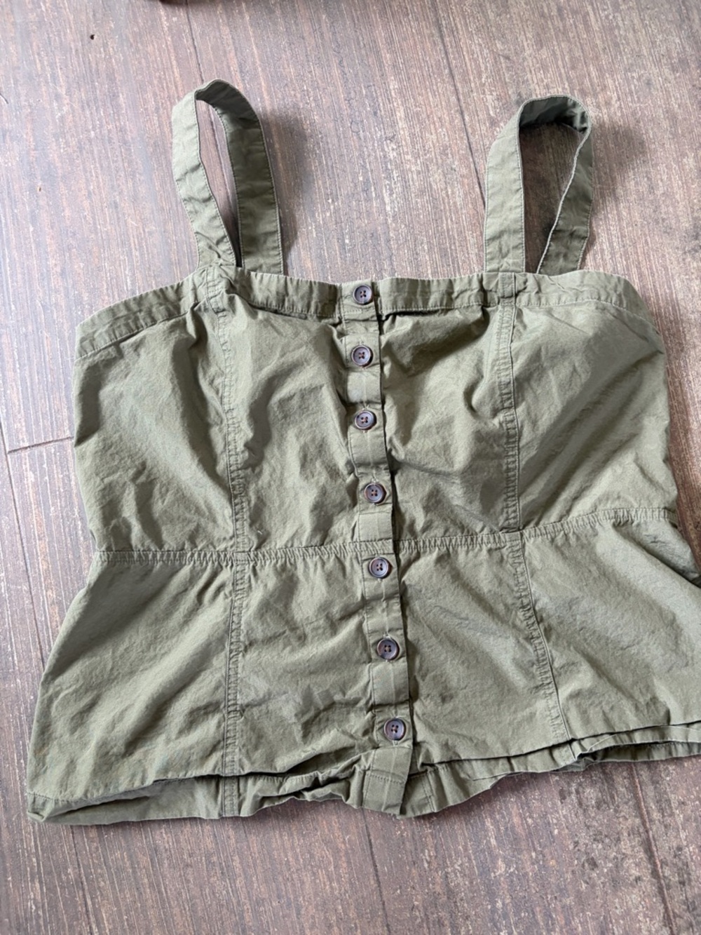 Banana Republic Olive Green Button-Front Tank Top